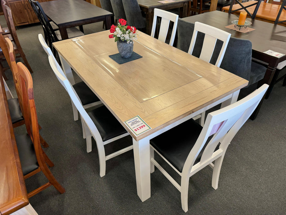 Ashland Dining Table (White Wash Legs)