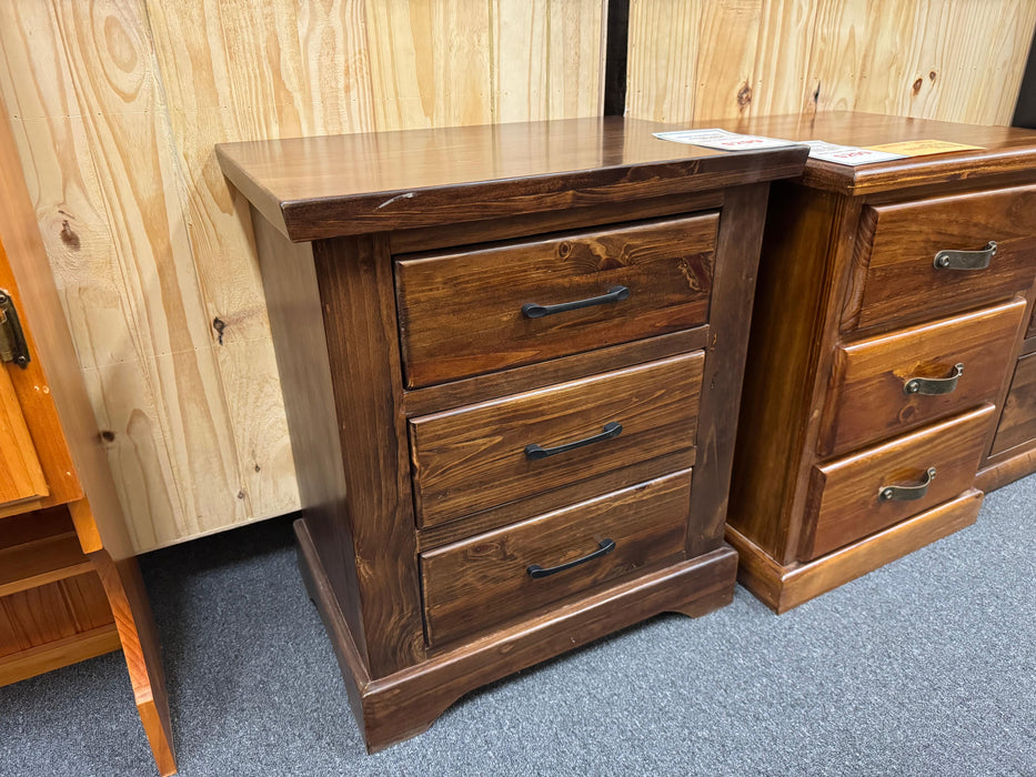 Cross 3 Drw Bedside Table