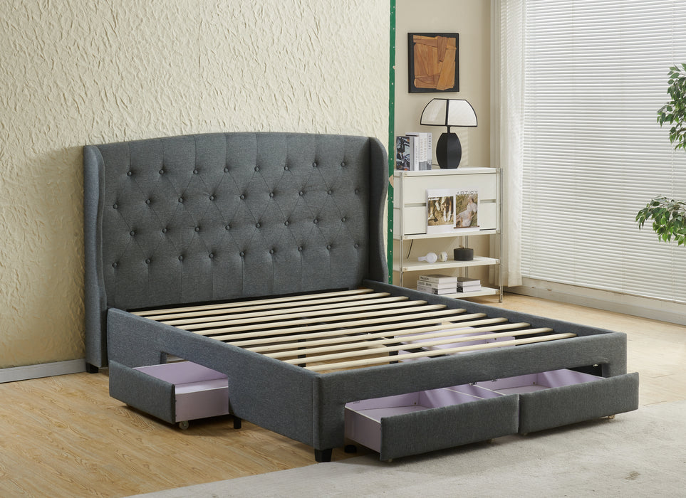 Julia Fabric King Bed with Underbed Storage