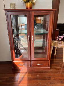 Jarrah 2Dr/ 2Drw Display Cabinet - Direct Furniture Warehouse