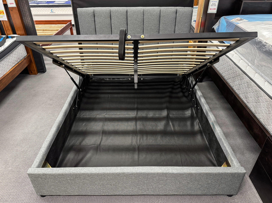 Portland Fabric Double Bed with Gas Lift - Direct Furniture Warehouse