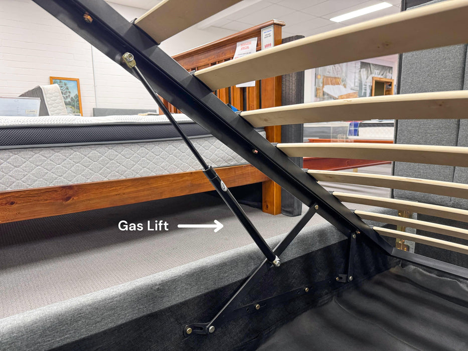 Portland Fabric Double Bed with Gas Lift - Direct Furniture Warehouse