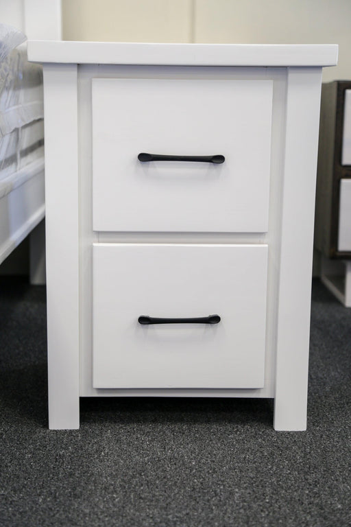 Sydney White 2 Drw Bedside Table - Direct Furniture Warehouse