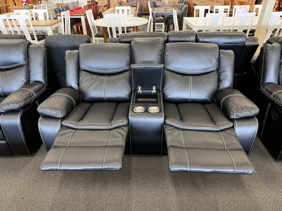 Chloe MK2 Manual Recliner Sofa Set (White Stitching)