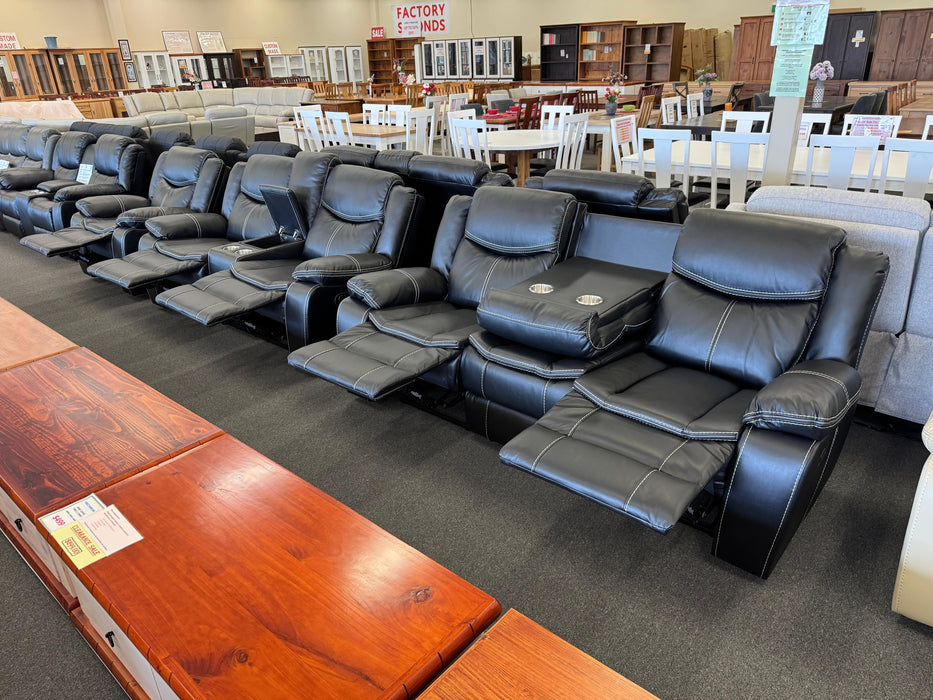 Chloe MK2 Manual Recliner Sofa Set (White Stitching)