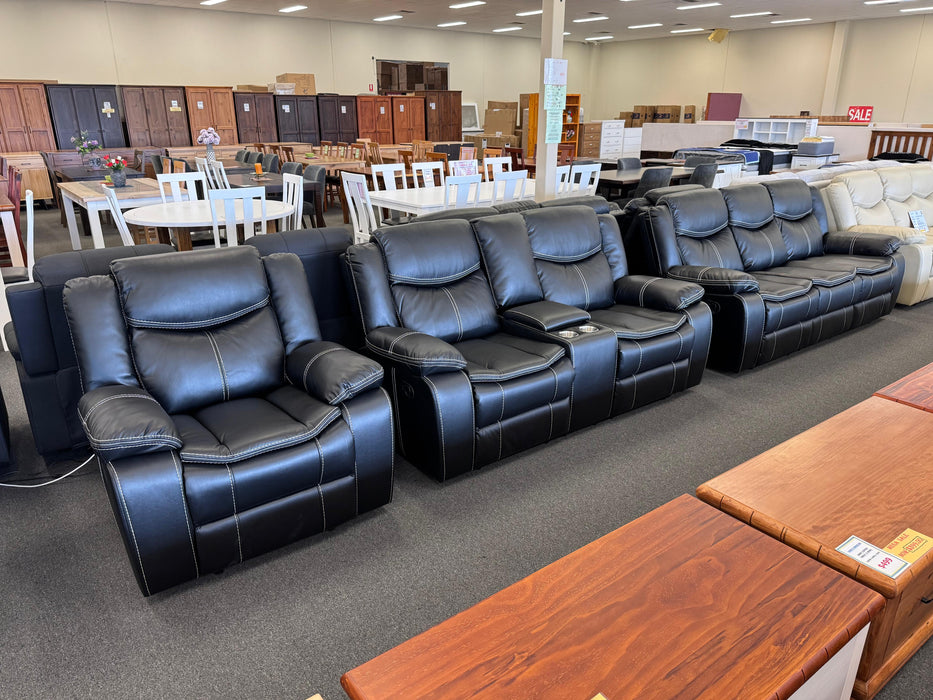 Chloe MK2 Manual Recliner Sofa Set (White Stitching)