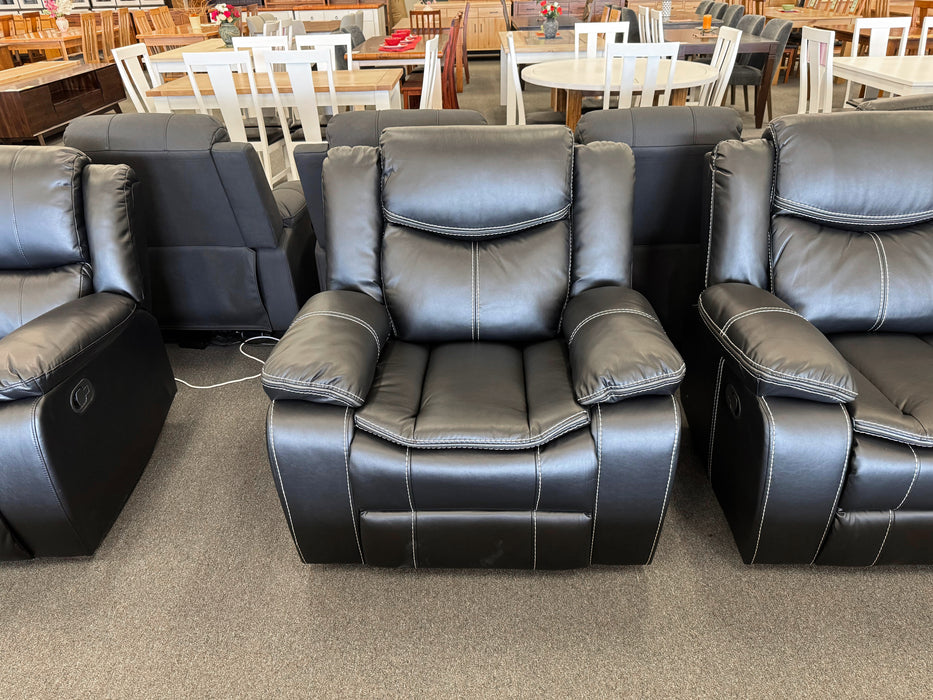 Chloe MK2 Manual Recliner Sofa Set (White Stitching)