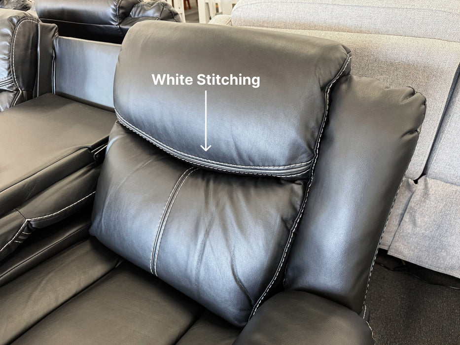 Chloe MK2 Manual Recliner Sofa Set (White Stitching)