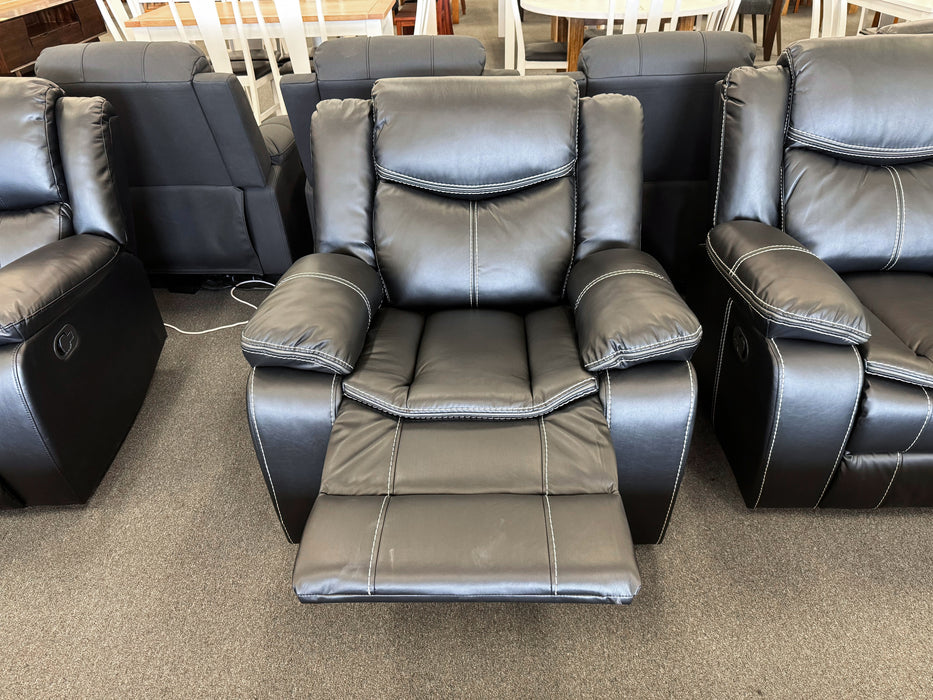 Chloe MK2 Manual Recliner Sofa Set (White Stitching)