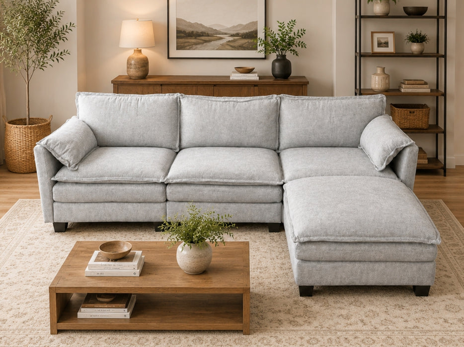 Haines Fabric Sectional Sofa with Ottoman