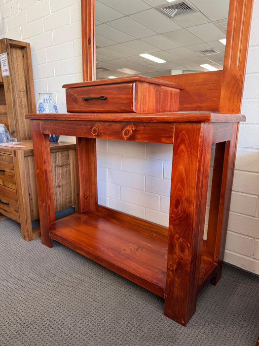 Pine 1 Drw Hall Table with Mirror