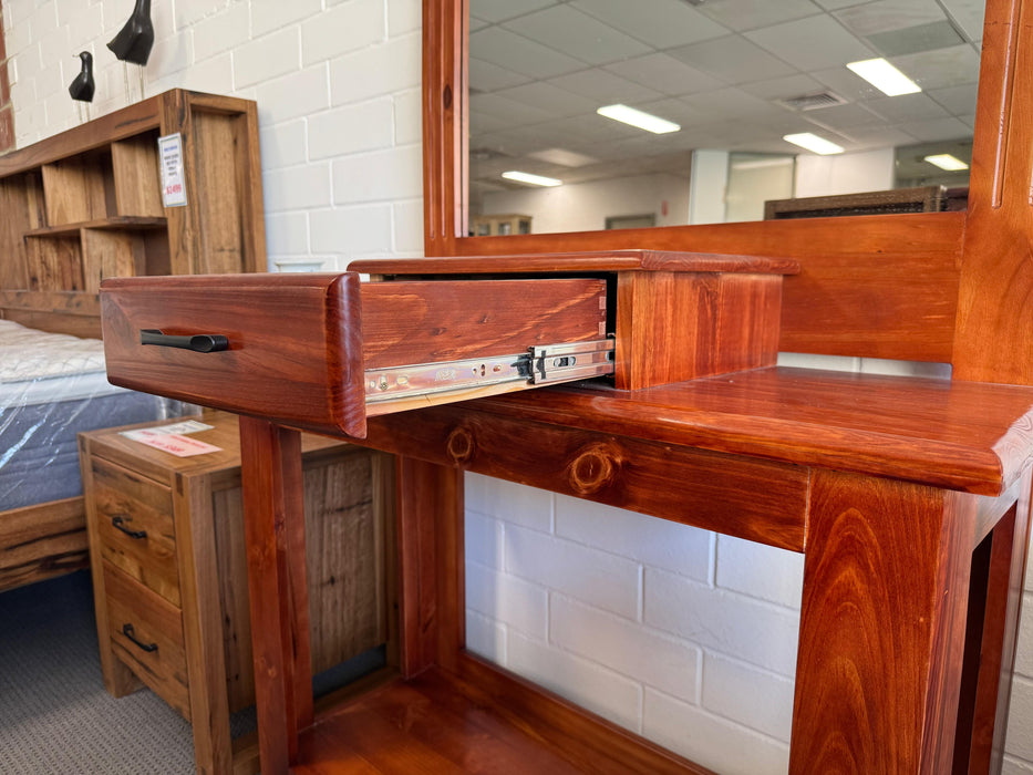 Pine 1 Drw Hall Table with Mirror