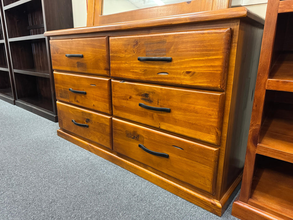 Kiara 6 Drw Low Chest + Mirror Package