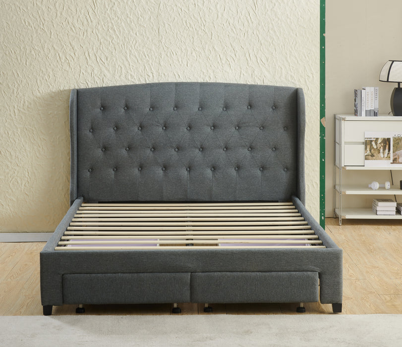 Julia Fabric King Bed with Underbed Storage