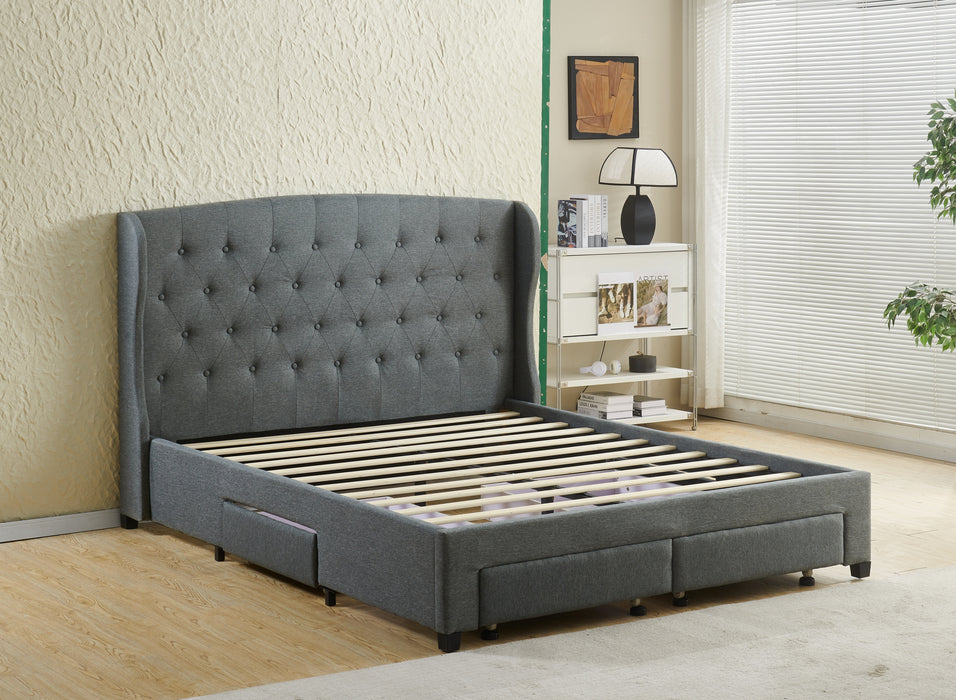 Julia Fabric King Bed with Underbed Storage