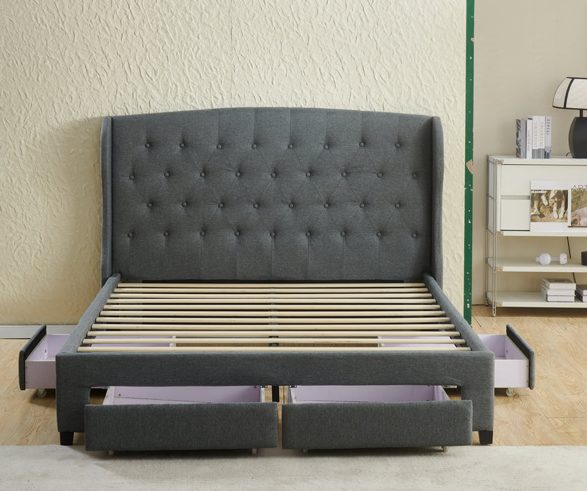 Julia Fabric King Bed with Underbed Storage