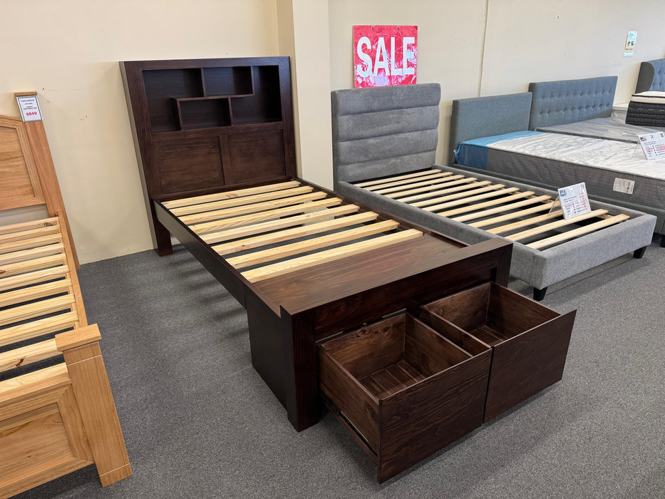 Malaga King Single Bed with 2 Bedend Drawers