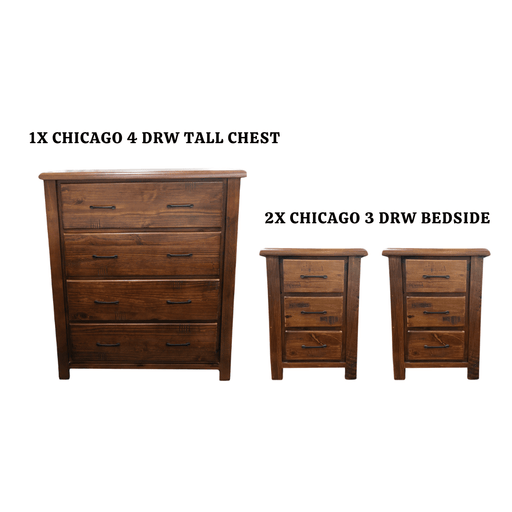 Chicago 3 Piece Chest Drawer Package - Direct Furniture Warehouse