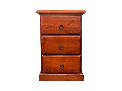 Donnelly 3 Drw Bedside (Black Ring Handle) - Direct Furniture Warehouse