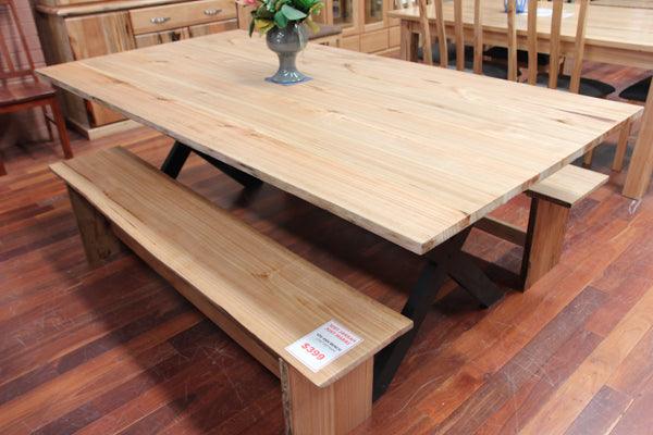 Edgewater Ash 2100 Dining Table + 2x Bench Seats - Direct Furniture Warehouse