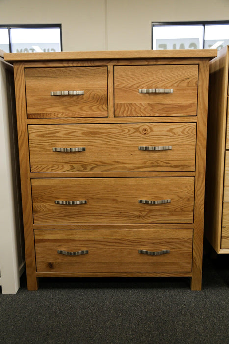 Oak Sydney 5 Drw Tall Chest - Direct Furniture Warehouse